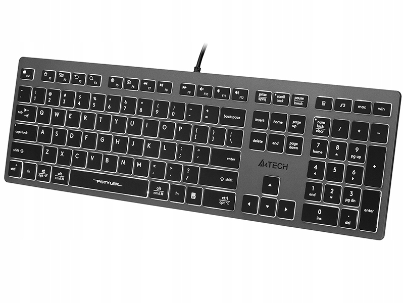 Nízkoprofilová káblová klávesnica A4TECH FSTYLER FX60H s LED podsvietením
